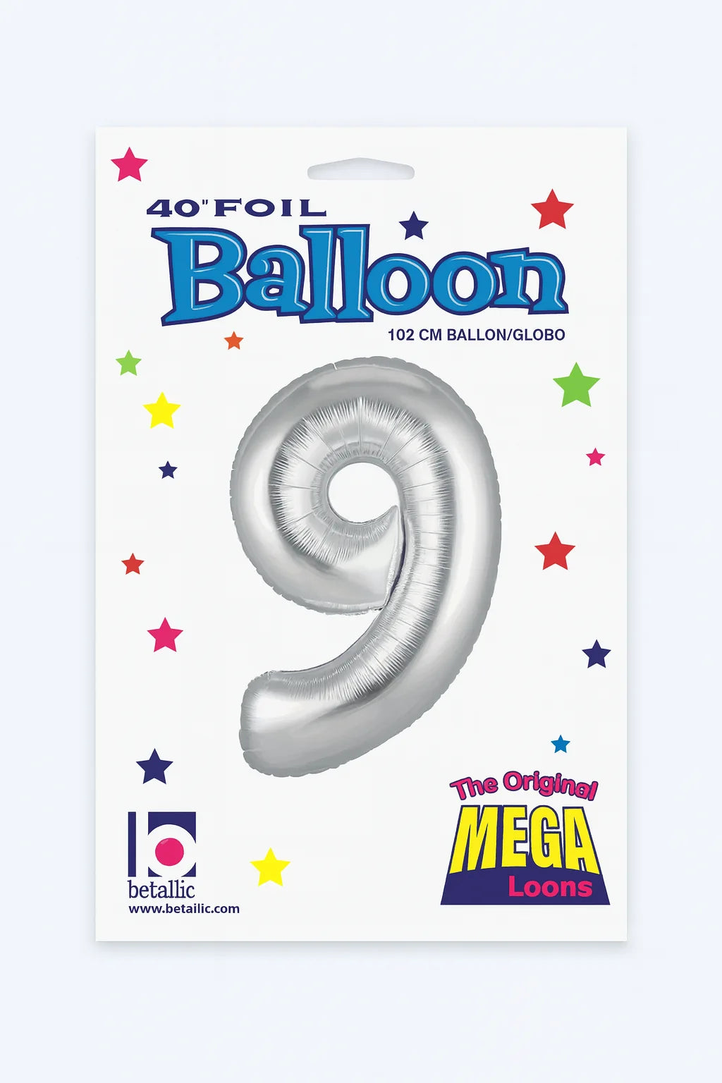 40" Silver Number 9 Foil Balloon