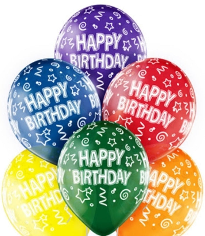 Belbal High-Quality Latex Balloons – “Happy Birthday” Crystal Mix, 30 cm (12″), 5 Pack of 50